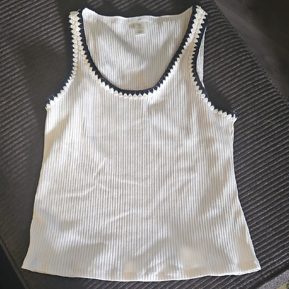 H&M White Ribbed Sleeveless Tank Top - Picture 1 of 4